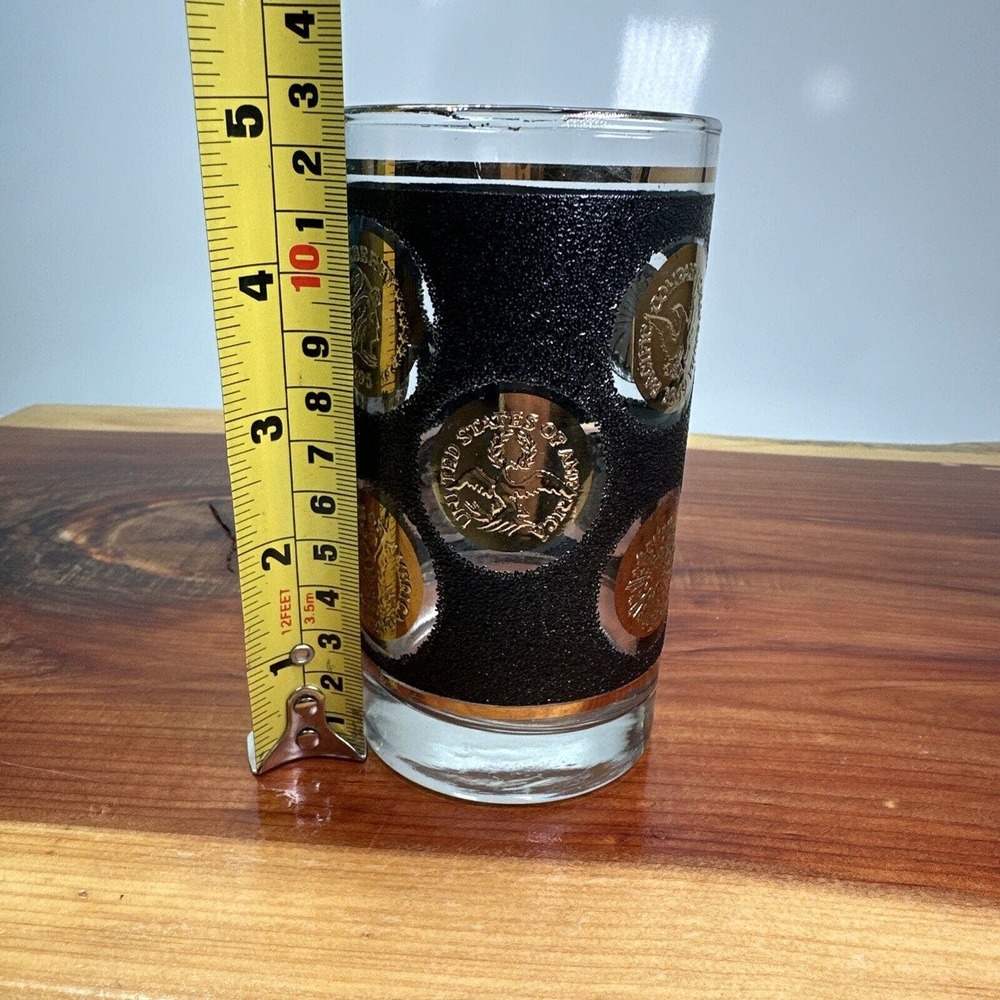 Vintage Libbey Tumbler Glass 1960 Black Gold Mid Century Modern - Picture 6 of 6